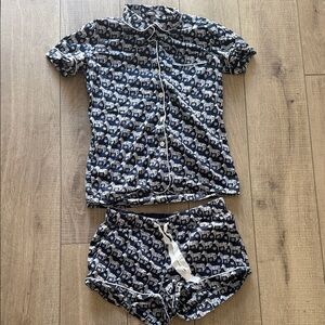 J.Crew XXS Pajamas Set in Navy and White Zebra Shorts